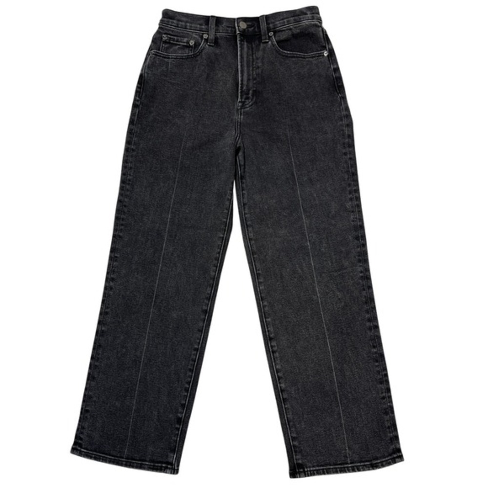 Pistola Cassie Crop Straight Jeans 27" Black Box Super High Rise Creased Denim‎